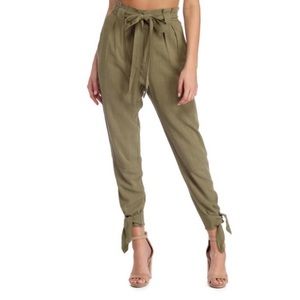 olive green paper bag pants